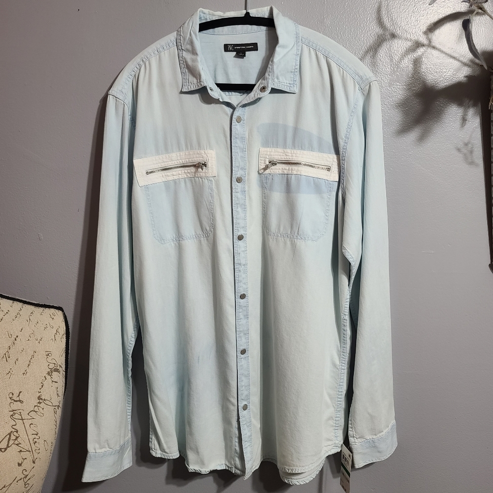 NWT INC Denim Long Sleeve Snap Closures Size L